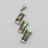 Abalone Shell Pendants, Brass, with Abalone Shell, platinum color plated, natural & with rhinestone Approx 