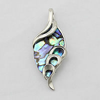 Abalone Shell Pendants, Brass, with Abalone Shell, Leaf, platinum color plated, natural Approx 