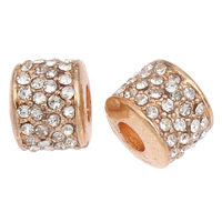 Rhinestone Zinc Alloy Beads, Column, gold color plated, with rhinestone & large hole, lead & cadmium free Approx 5mm 