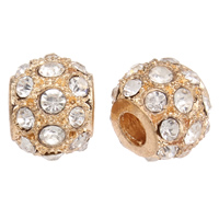 Rhinestone Zinc Alloy European Beads, Drum, gold color plated, without troll & with rhinestone, lead & cadmium free Approx 5mm 