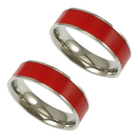 Men Stainless Steel Ring in Bulk, enamel, red US Ring 