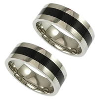 Stainless Steel Finger Ring, plated, two tone US Ring .5 