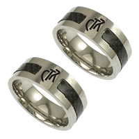 Esmalte de acero inoxidable anillo de dedo, calcomanía, 8x2mm, tamaño:9, Vendido por UD