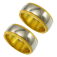 Stainless Steel Finger Ring, plated, two tone US Ring 