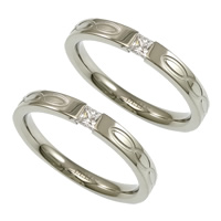 Cubic Zirconia anillo de dedo de acero inoxidable, con circonia cúbica, color original, 3x2mm, tamaño:11, Vendido por UD