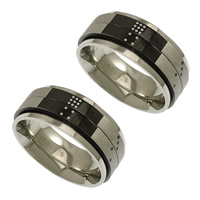 Stainless Steel Finger Ring, plated, two tone US Ring 