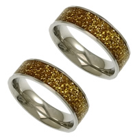 Esmalte de acero inoxidable anillo de dedo, polvo colorido, 6x2mm, tamaño:8, Vendido por UD