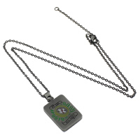 Stainless Steel Jewelry Necklace, with 2lnch extender chain, Rectangle, black ionic, oval chain & enamel Approx 18 Inch 