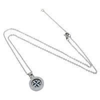 Stainless Steel Jewelry Necklace, with 2lnch extender chain, Compass, oval chain & enamel, original color Approx 18 Inch 