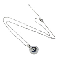 Stainless Steel Jewelry Necklace, with 2lnch extender chain, oval chain & enamel, original color Approx 18 Inch 