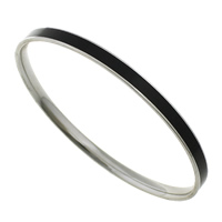 Stainless Steel Bangle, enamel, black Inner Approx 67mm Approx 8 Inch 