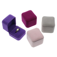 Velveteen Single Ring Box, with Cardboard, Square 
