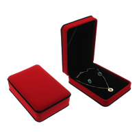 Velvet Jewelry Set Box, Velveteen, earring & necklace, with Cardboard, Rectangle, red 