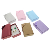Cardboard Jewelry Set Box, finger ring & earring, with Sponge & Satin Ribbon, Rectangle 