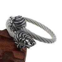 Stainless Steel Bangle, Lion, adjustable & blacken, 6mm, Inner Approx Approx 7 Inch 