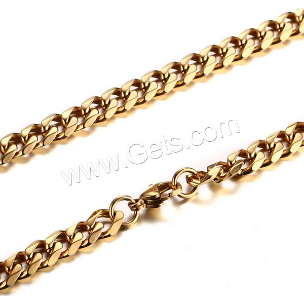 Unisex ожерелье, нержавеющая сталь, плакирован золотом, различной длины для выбора & Мужская & Снаряженная цепь, 7mm, продается Strand