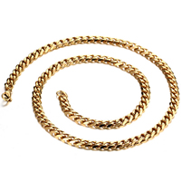 Unisex Necklace, Stainless Steel, gold color plated & curb chain, 7mm 