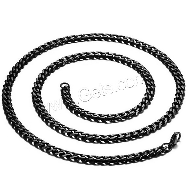 Unisex Necklace, Stainless Steel, black ionic, different length for choice & curb chain, 7mm, Sold By Strand