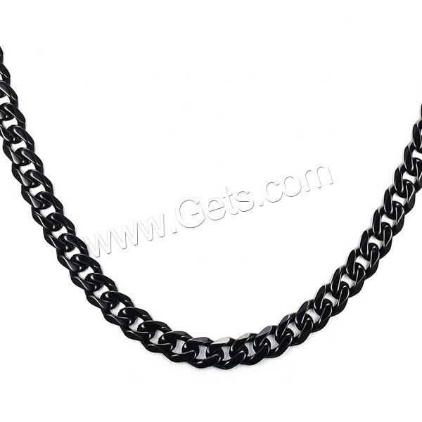 collar Unisex, acero inoxidable, iónico negro, longitud diferente para la opción & unisexo & cadenilla, 7mm, Vendido por Sarta