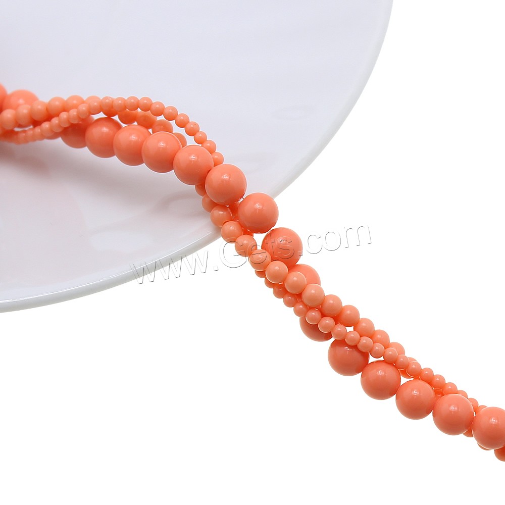 Perles de résine de couleur unie, Rond, normes différentes pour le choix & couleur solide, rouge lotus, Trou:Environ 1mm, Vendu par brin