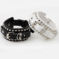 Cowhide Bracelets, with Zinc Alloy, platinum color plated, adjustable 32mm Approx 9 Inch 