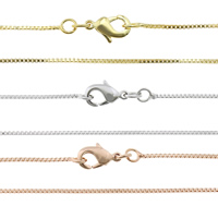Messing Kabel-Verbindungs-Halsketten-Kette, plattiert, Kastenkette, keine, 0.8mm, Länge:ca. 18 ZollInch, verkauft von Strang