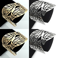 Iron Cuff Bangle, Leaf, plated, open & hollow 60mm, Inner Approx 54mm Approx 6.6 Inch 