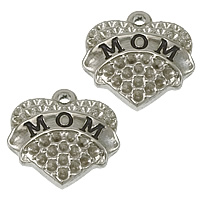 Stainless Steel Pendant Setting, Heart, word mom, Mother Day Jewelry & enamel, original color Approx 2mm, Inner Approx 2mm 