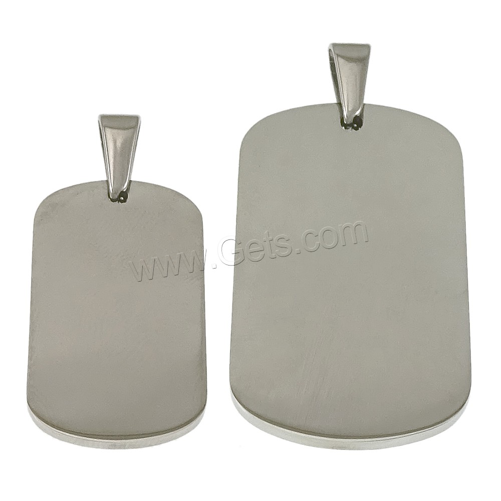 Stainless Steel Tag Charm, Rectangle, different size for choice, original color, Hole:Approx 3x8mm, Sold By PC