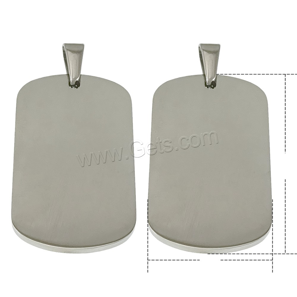 Stainless Steel Tag Charm, Rectangle, different size for choice, original color, Hole:Approx 3x8mm, Sold By PC