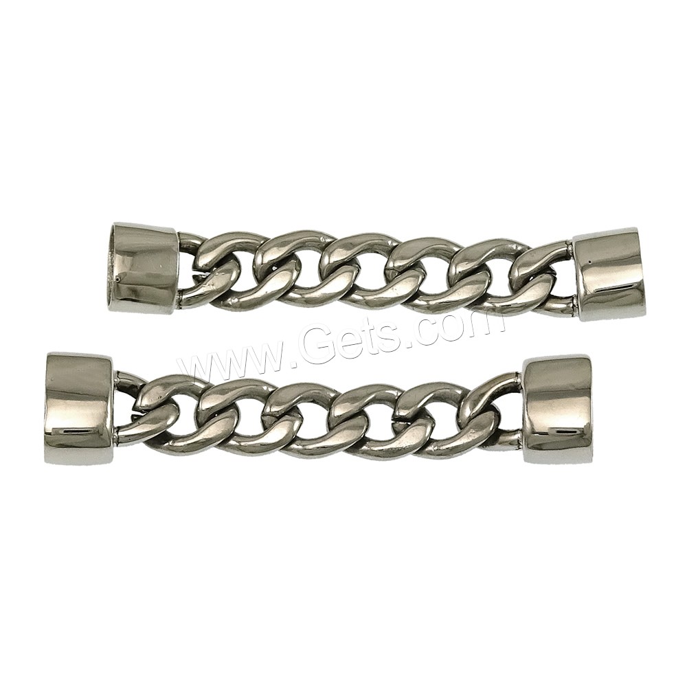 acier inoxydable supports de Bracelets, avec le bout de cordon & normes différentes pour le choix & chaîne de torsion ovale, couleur originale, Vendu par brin