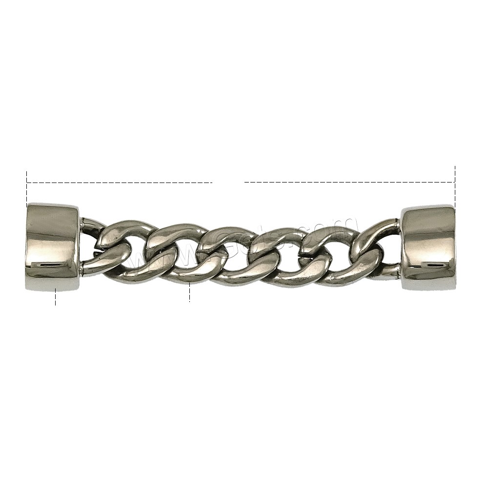 acier inoxydable supports de Bracelets, avec le bout de cordon & normes différentes pour le choix & chaîne de torsion ovale, couleur originale, Vendu par brin