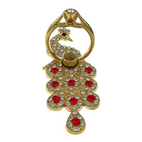 Zinc Alloy Mobile Phone Ring Holder, Peacock, gold color plated, with rhinestone 