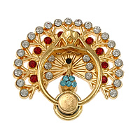 Zinc Alloy Mobile Phone Ring Holder, Peacock, gold color plated, with rhinestone 