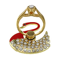 Zinc Alloy Mobile Phone Ring Holder, Swan, gold color plated, enamel & with rhinestone 