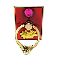 Zinc Alloy Mobile Phone Ring Holder, Rectangle, gold color plated, sticky & enamel & with rhinestone 
