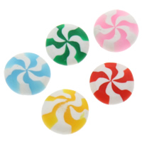 Food Resin Cabochon, Candy, two tone, mixed colors 