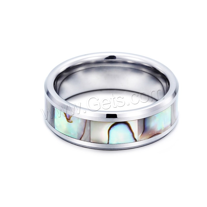 Men Tungsten Steel Ring in Bulk, with Resin, imitation shell & different size for choice, original color, 8x28mm, Sold By PC