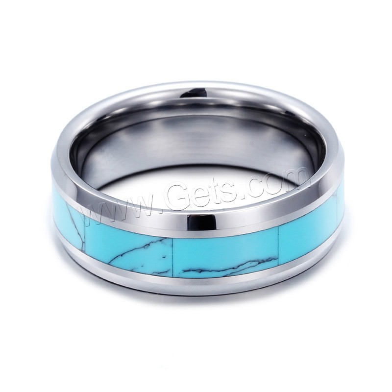 Men Tungsten Steel Ring in Bulk, with turquoise, natural & different size for choice & for man, original color, 8x25mm, Sold By PC