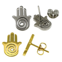 Stainless Steel Stud Earring, Hamsa, plated, Islamic jewelry 