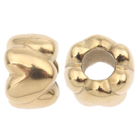 Stainless Steel European Beads, Flower, gold color plated, without troll Approx 5mm 