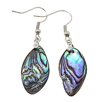 Abalone Shell Earring, brass earring hook, platinum color plated, natural, 47mm 