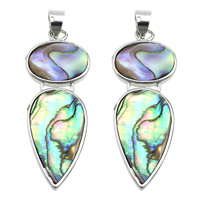 Abalone Shell Pendants, Brass, with Abalone Shell, platinum color plated, natural Approx 