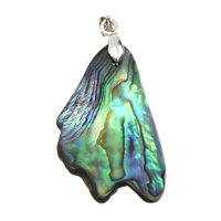 Abalone Shell Pendants, with Brass, platinum color plated, natural Approx 