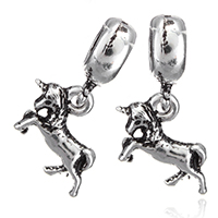 Zinc Alloy European Pendants, Unicorn, antique silver color plated, without troll, 23mm Approx 4.5mm 