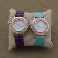 Women Wrist Watch, Zinc Alloy, with PU Leather & Glass, Chinese movement, plated, adjustable & with rhinestone nickel, lead & cadmium free Approx 9.5 Inch 