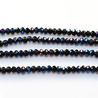 Perles de cristal rondelle, semi-plaqué, facettes, noir, 2mm Environ 0.5mm Environ 15 pouce, Environ Vendu par brin