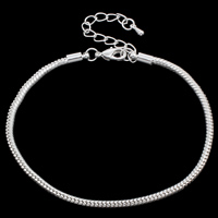 Brass European Bracelet Chain, brass lobster clasp, plated nickel, lead & cadmium free, 3mm .5 Inch 