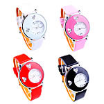 Women Wrist Watch, PU Leather, with zinc alloy dial, platinum color plated, with rhinestone 36mm, 18mm Approx 8.8 Inch 