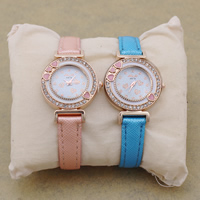 Women Wrist Watch, Zinc Alloy, with PU Leather & Glass, Chinese movement, plated, adjustable & enamel & with rhinestone nickel, lead & cadmium free 12mm Approx 8 Inch 
